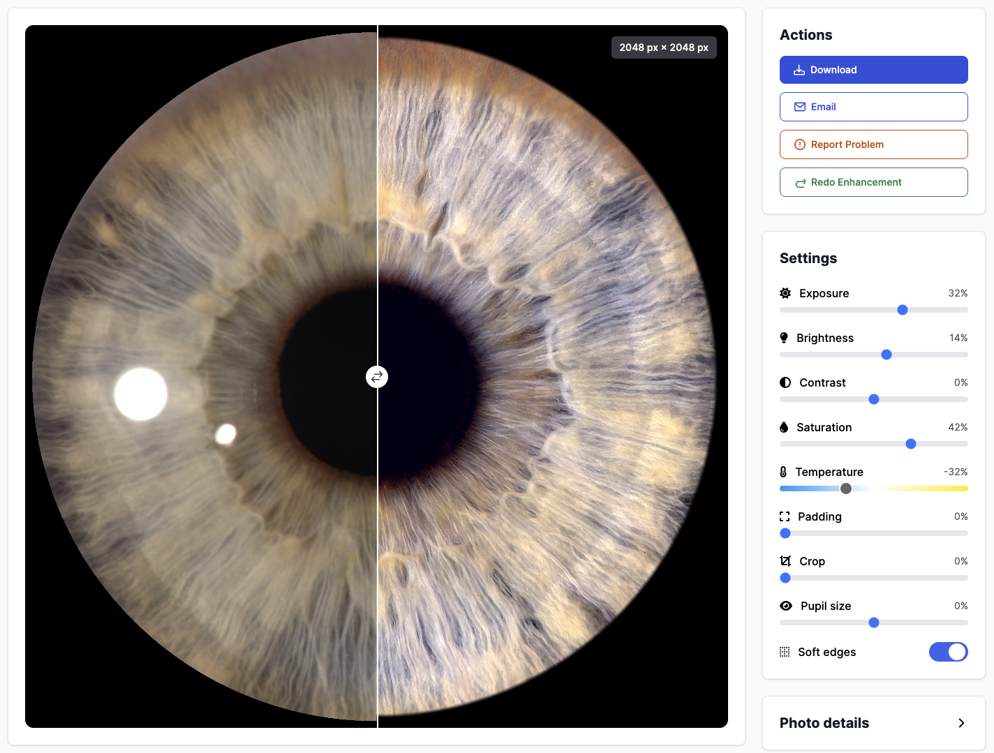 Eye.photo Iris Editor Interface